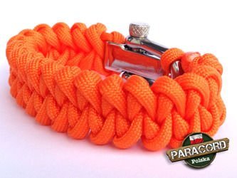 Bransoleta z Paracordu typ "Shark Jaw - Orange yellow" z wplecioną metalową regulowną klamrą