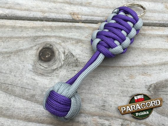 Brelok survivalowy Monkey's Fist "Pięść Małpy", kolor "Purple - Neutral grey"