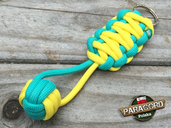 Brelok survivalowy Monkey's Fist "Pięść Małpy", kolor "Acid blue - Yellow"