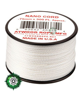 Szpulka linki Nano Cord o długości 91,45 metra, kolor: White - mocna poliestrowa linka o średnicy 0,75 mm.