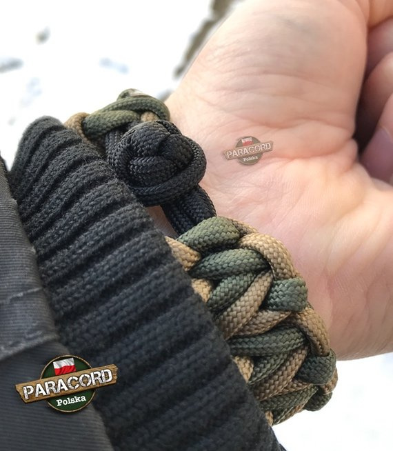 Bransoleta z Paracordu typ "Tesla", kolor: "Army Green - Coyote Brown"