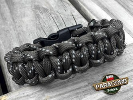 Bransoleta z Paracordu typ "Cobra - Gun grey reflective - odblaskowy" z wplecioną plastikową klamrą