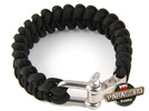 Bransoleta z Paracordu typ "Shark Jaw - Black" z wplecioną metalową regulowną klamrą