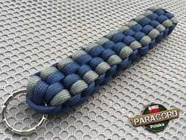 Brelok survivalowy z Paracordu 550 o splocie "Royal Box Knot", kolor: "Dark blue - Gun metal"