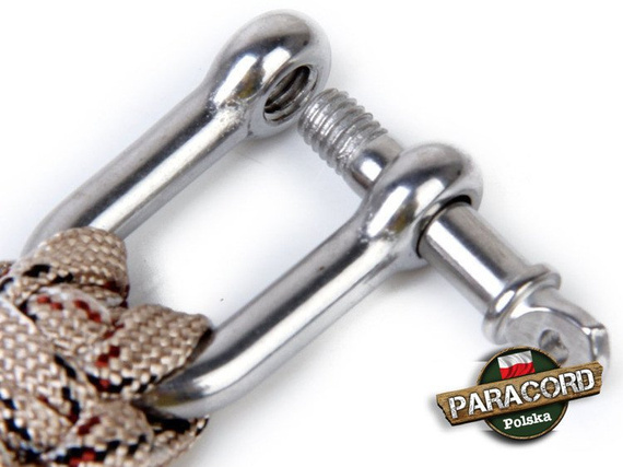 Bransoleta survivalowa z Paracordu typ "Cobra", z wplecioną metalową szeklą, kolor "Desert Camo"