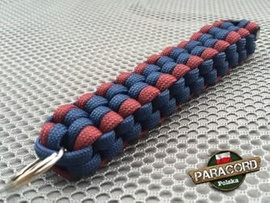 Brelok survivalowy z Paracordu 550 o splocie "Royal Box Knot", kolor: "Dark blue - Dark red"