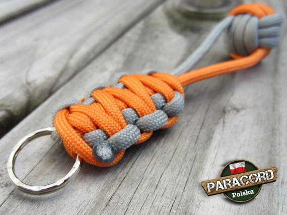Brelok survivalowy Monkey's Fist "Pięść Małpy", kolor GERBER "Gun metal - Orange yellow"