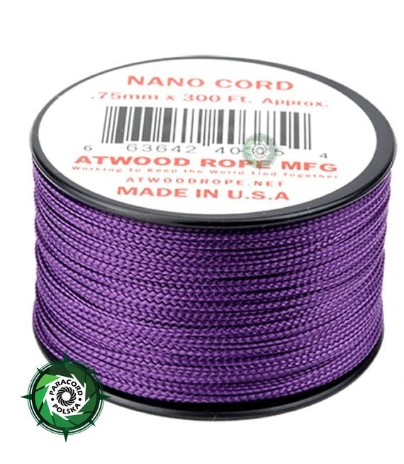 Szpulka linki Nano Cord o długości 91,45 metra, kolor: Purple - mocna poliestrowa linka o średnicy 0,75 mm.