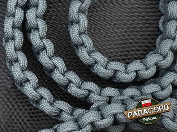 Smycz dla Psa z Paracordu 550 o splocie "Cobra", kolor "Gun Metal" z metalową klamrą z mechanizmem sprężynowym