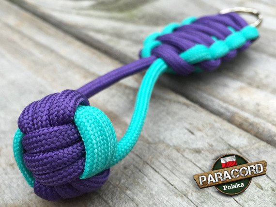 Brelok survivalowy Monkey's Fist "Pięść Małpy", kolor "Acid blue - Purple"