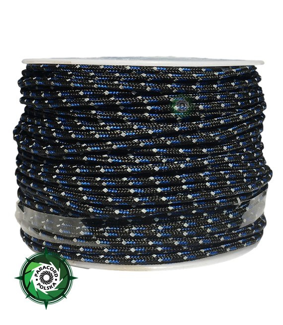 Szpulka linki Paracord P3 Cord. 50 metrów. Kolor: Dark blue reflective - mocna poliestrowa linka o średnicy 2,5 mm.