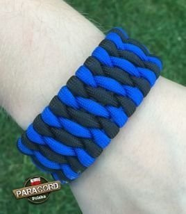 Bransoleta survivalowa z Paracordu typ "Extreme", z wplecioną metalową regulowaną szeklą, kolor: "Black - Blue"