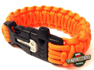 Bransoleta z Paracordu typ "King Cobra - Orange Yellow" na klamrze z wbudowanym gwizdkiem, krzesiwem i blachą