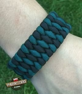 Bransoleta survivalowa z Paracordu typ "Extreme", z wplecioną metalową regulowaną szeklą, kolor: "Green - Black"