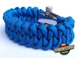 Bransoleta z Paracordu typ "Shark Jaw - Blue" z wplecioną metalową regulowną klamrą