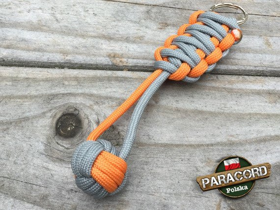 Brelok survivalowy Monkey's Fist "Pięść Małpy", kolor GERBER "Gun metal - Orange yellow"