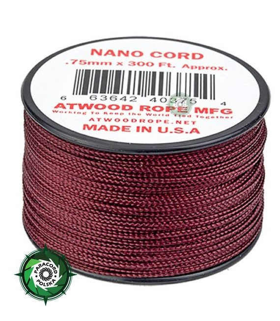 Nano Cord, kolor: Maroon - mocna poliestrowa linka o średnicy 0,75 mm.