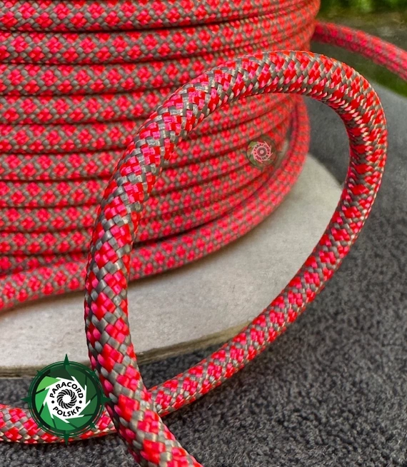 Paracord 550 Typ III, kolor: Grey Flamingo Pink Diamond - linka spadochronowa z siedmioma rdzeniami
