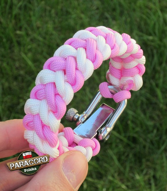 Bransoleta survivalowa z Paracordu typ "Snake Belly v.2" z wplecioną metalową regulowaną szeklą
