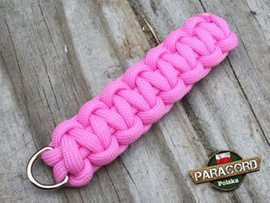 Brelok survivalowy z Paracordu 550 o splocie "Cobra", kolor "Pink"