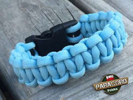 Bransoleta z Paracordu typ "Cobra - Crystal blue" z wplecioną plastikową klamrą