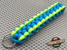 Brelok survivalowy z Paracordu 550 o splocie "Royal Box Knot", kolor: "Sky Blue - Fluor green"
