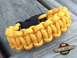 Bransoleta z Paracordu typ "Cobra - Golden rod" z wplecioną plastikową klamrą