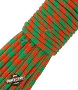 Paracord 550, kolor: Emerald Orange Camo - linka spadochronowa z siedmioma rdzeniami