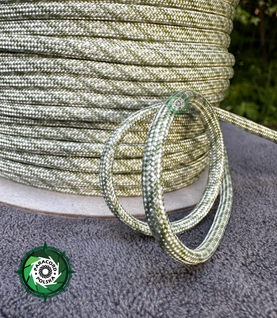 Paracord 550 Typ III, kolor: Roller Guacamole & white - linka spadochronowa z siedmioma rdzeniami