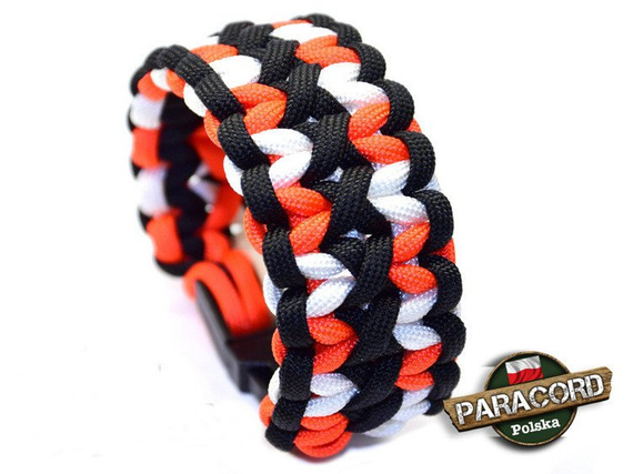 Bransoleta Survivalowa z linki spadochronowej typ Paracord 550 o splocie "X-Cobra"