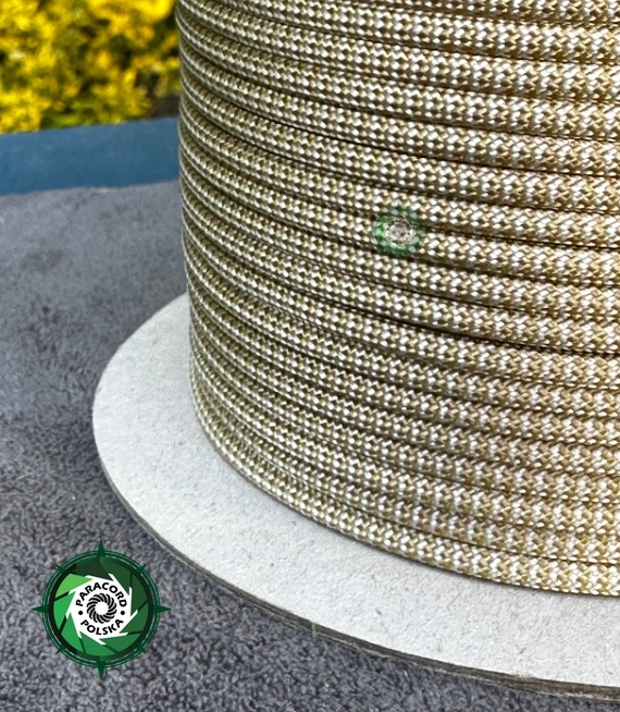 Paracord 550 Typ III, kolor: Bazooka White & Gold - linka spadochronowa z siedmioma rdzeniami