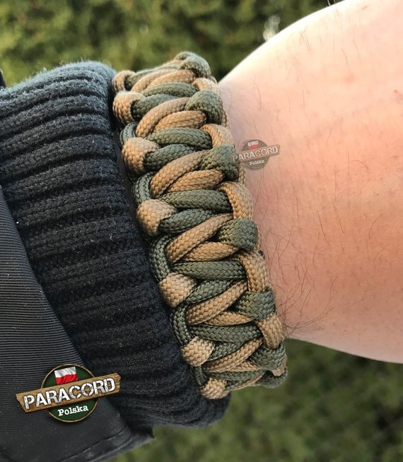 Bransoleta z Paracordu typ "Tesla", kolor: "Army Green - Coyote Brown"