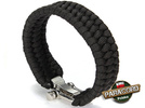 Bransoleta survivalowa z Paracordu typ "Extreme", z wplecioną metalową regulowaną szeklą, kolor "Black"