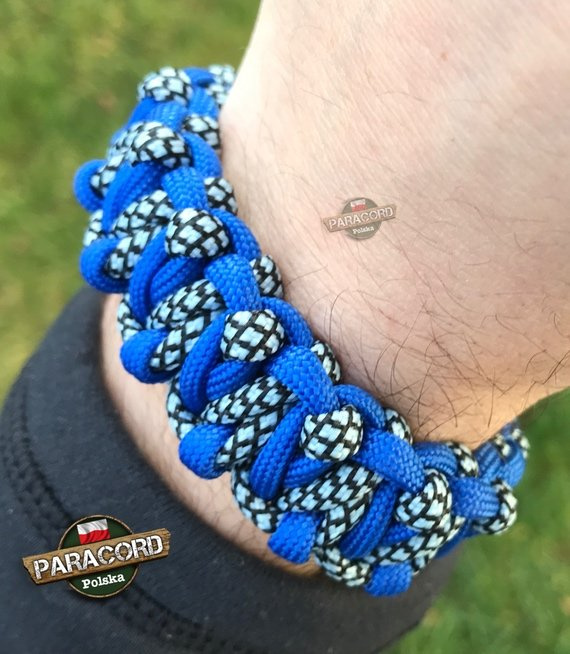 Bransoleta z Paracordu typ "Tesla", kolor: "Sky Blue - Crystal Blue Snake"