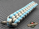 Brelok survivalowy z Paracordu 550 o splocie "Royal Box Knot", kolor: "Neutral grey - Crystal blue"