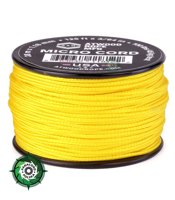 Szpulka linki Micro Cord o długości 38,1 metra, kolor: Yellow - mocna poliestrowa linka o średnicy 1,18 mm.