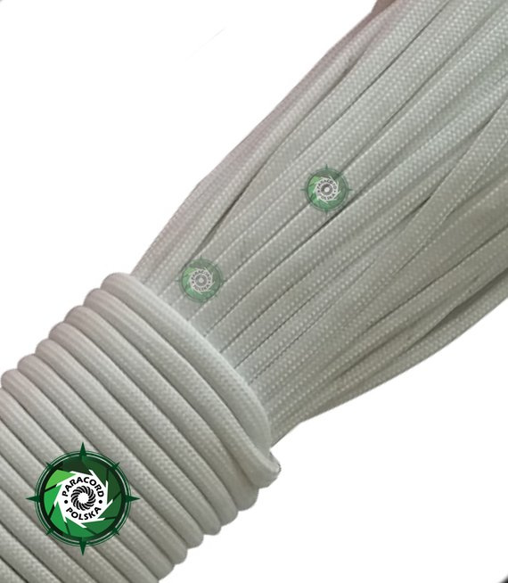Paracord 550 Fosforescencyjny, kolor: White - linka spadochronowa z siedmioma rdzeniami