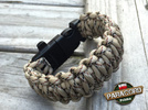 Bransoleta z Paracordu typ "King Cobra" na klamrze z wbudowanym gwizdkiem, krzesiwem i blachą, Kolor "Desert Camo"