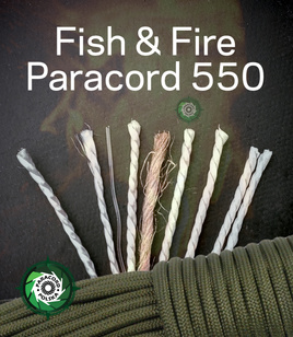 Olive Drab "Fish & Fire" Paracord 550 Typ III z żyłką wędkarską o wytrzymałości do 3,6 kg, włóczką ogniową oraz siedmioma rdzeniami linek 