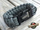 Bransoleta z Paracordu typ "King Cobra" na klamrze z wbudowanym gwizdkiem, krzesiwem i blachą, Kolor "Gun Metal"