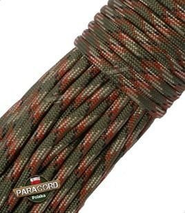 Paracord 550, kolor: Army green camo - linka spadochronowa z siedmioma rdzeniami