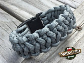 Bransoleta z Paracordu typ "Two Face" z wplecioną plastikową klamrą, kolor "Neutral Grey"