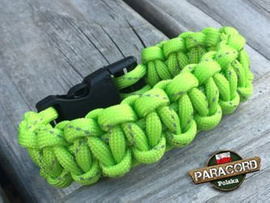 Bransoleta z Paracordu typ "Cobra - Fluor green reflective - odblaskowy" z wplecioną plastikową klamrą