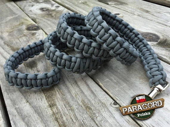 Smycz dla Psa z Paracordu 550 o splocie "Cobra", kolor "Gun Metal" z metalową klamrą z mechanizmem sprężynowym