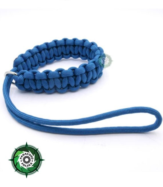 Pasek z oryginalnego Paracordu typ III 550 o siedmiu rdzeniach do aparatu, kamery, lornetki, dalomierza, typ splotu "Cobra", kolor "Blue"