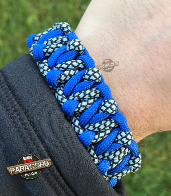 Bransoleta z Paracordu typ "Tesla", kolor: "Sky Blue - Crystal Blue Snake"