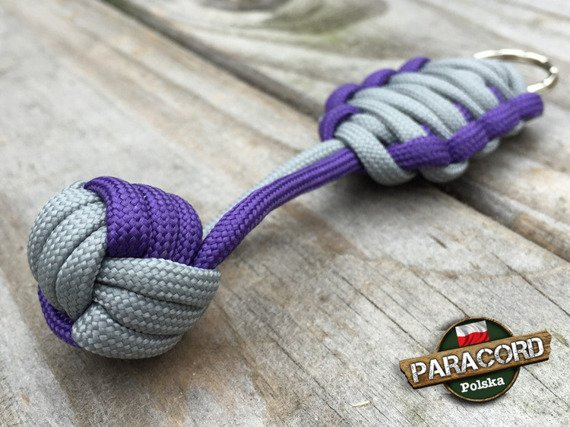 Brelok survivalowy Monkey's Fist "Pięść Małpy", kolor "Purple - Neutral grey"