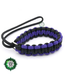 Pasek z oryginalnego Paracordu typ III 550 o siedmiu rdzeniach do aparatu, kamery, lornetki, dalomierza, typ splotu "Cobra", kolor "Black - purple"