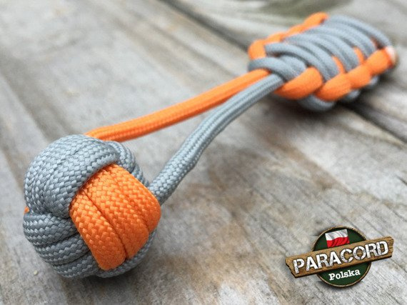 Brelok survivalowy Monkey's Fist "Pięść Małpy", kolor GERBER "Gun metal - Orange yellow"