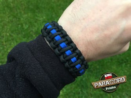 Bransoleta z Paracordu typ "Cobra Thin Blue Line" z wplecioną plastikową klamrą